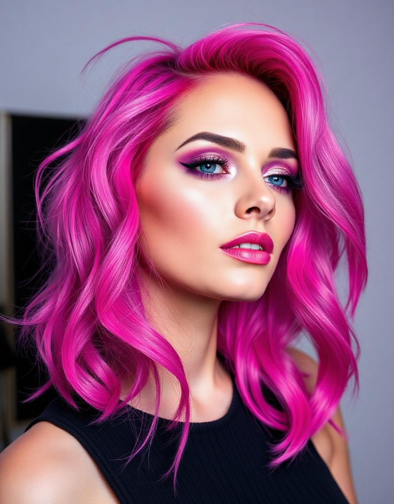 Kreative pinke Haarfarbe